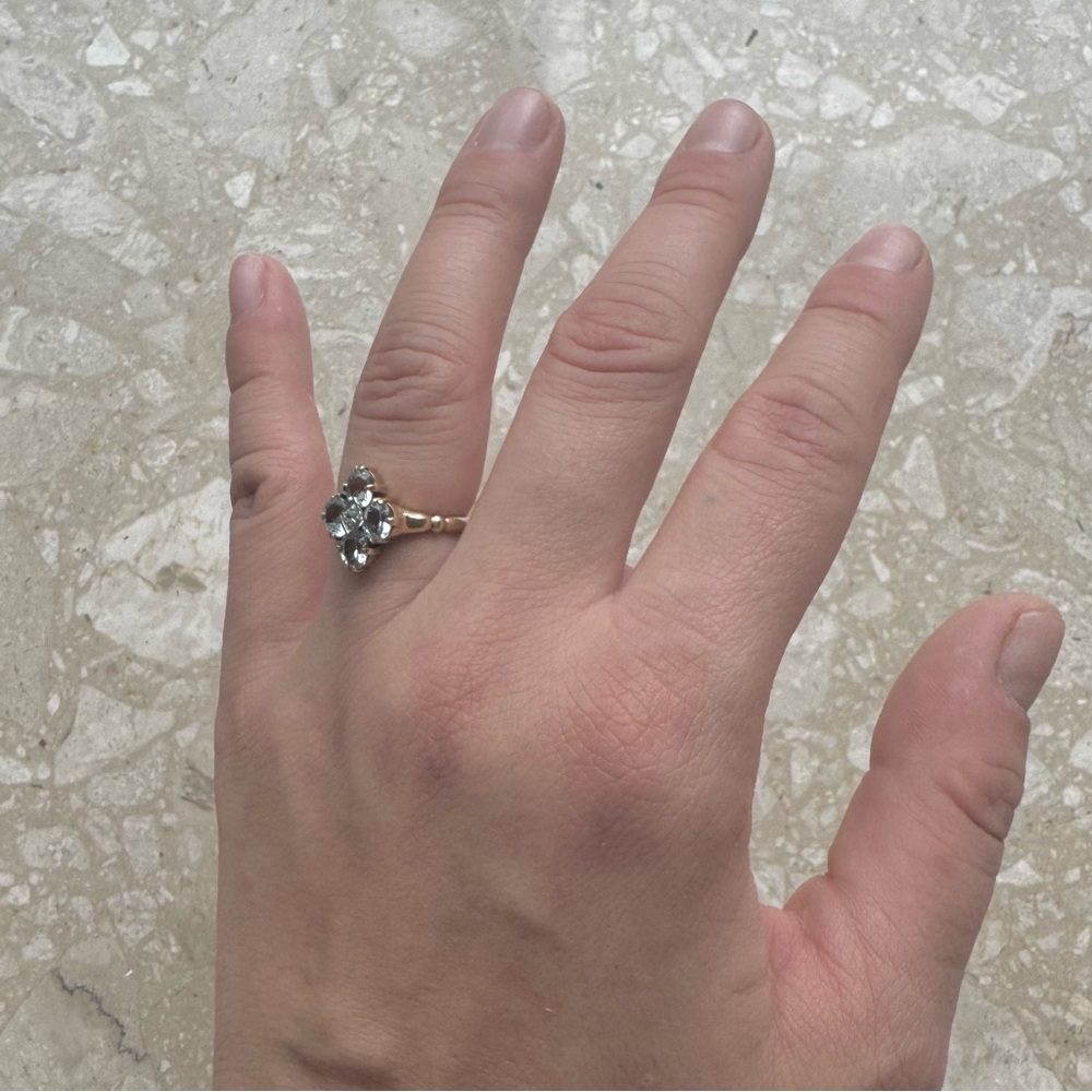 Vintage Aquamarine Yellow Gold Art Deco Ring - Picture 3 of 12